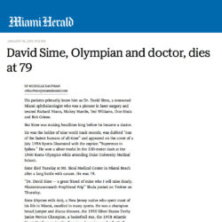 Dr. David Sime, Olympian and renowned Miami ophthalmologist and pioneer in laser surgery dies at 79